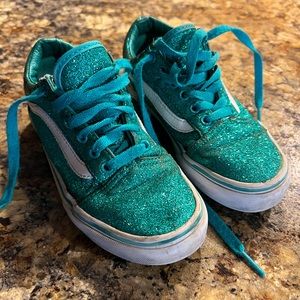 Teal glitter vans